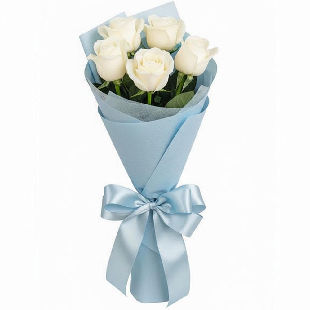 Букет 5 Белых роз Проуд в Ногире