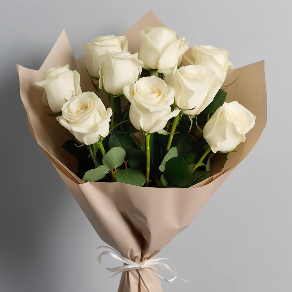 Букет 9 Белых роз Эдлесс Лав в Ногире