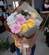 Букет цветов из:  Герберы, Розы и Хризантемы в Ногире
