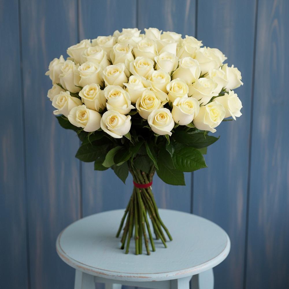 Букет 51 Белая роза Эдлесс Лав в Ногире