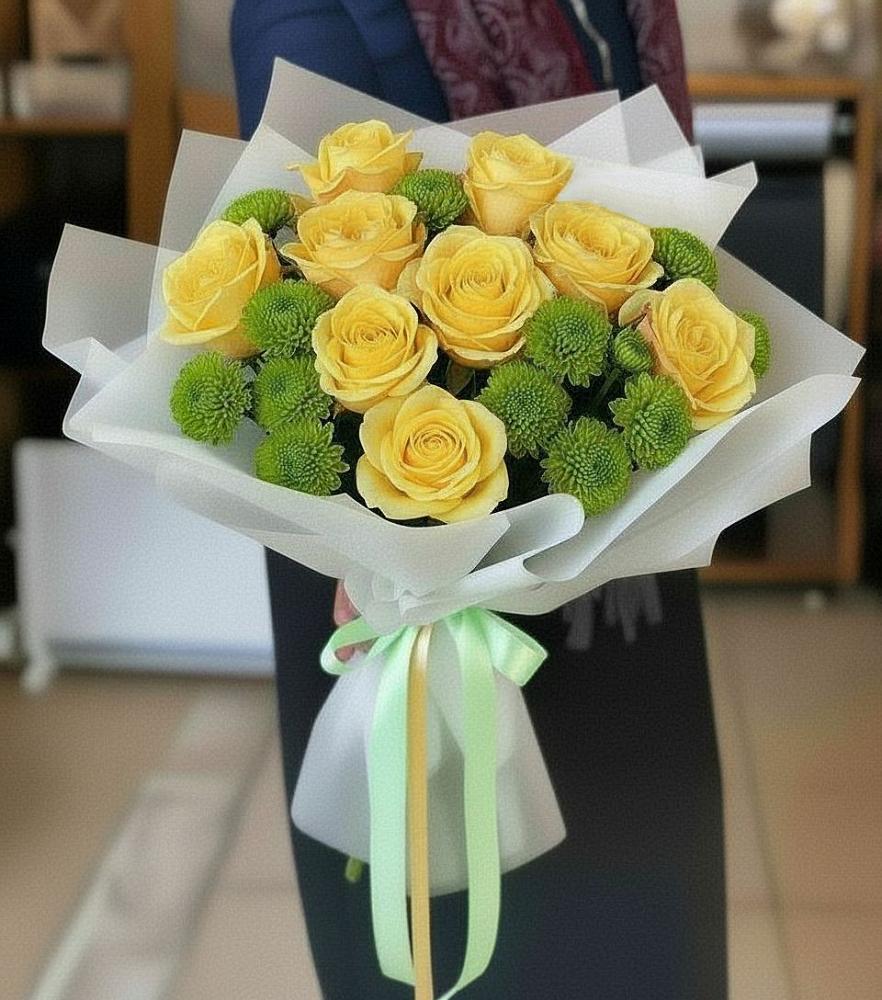 Букет цветов из: Хризантемы и Розы в Ногире