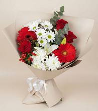 Букет цветов из:  Розы, Хризантемы, Герберы и Лилии в Ногире