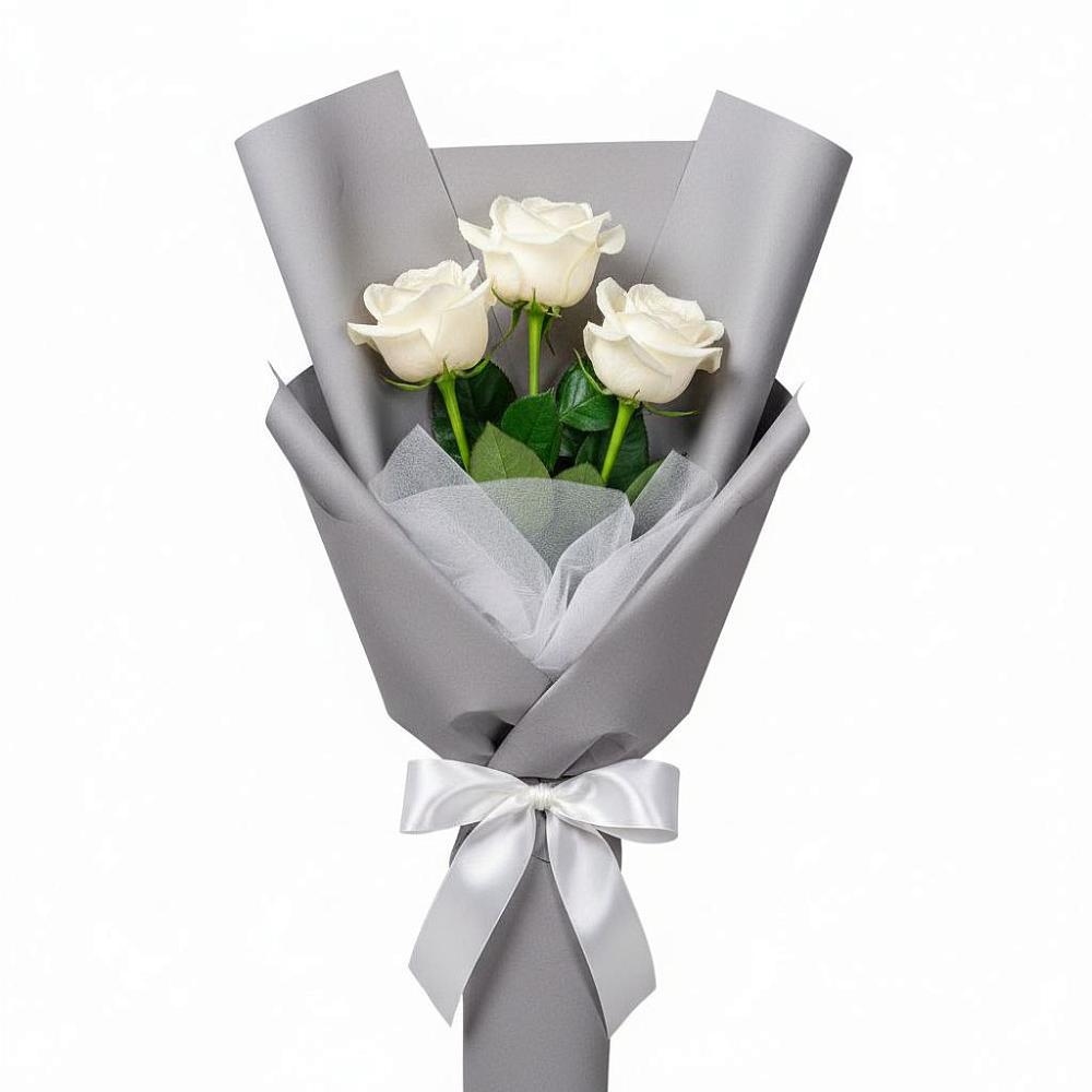 Букет 3 белые розы в Ногире