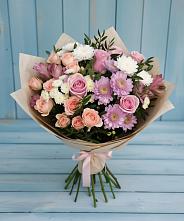 Букет цветов из:  Хризантемы, Розы и Альстромерии #REPLACE_PRED# Ногире