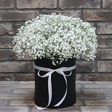 Цветочная композиция из Гипсофила в шляпной коробке в Ногире
