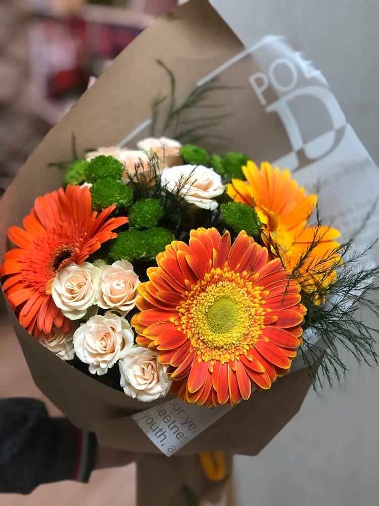 Букет цветов из: Герберы, Хризантемы и Розы в Ногире